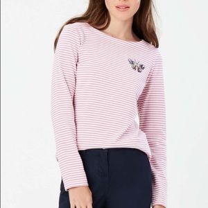 Joules Pink Embroidered Butterfly Harbour Long Sleeve Top